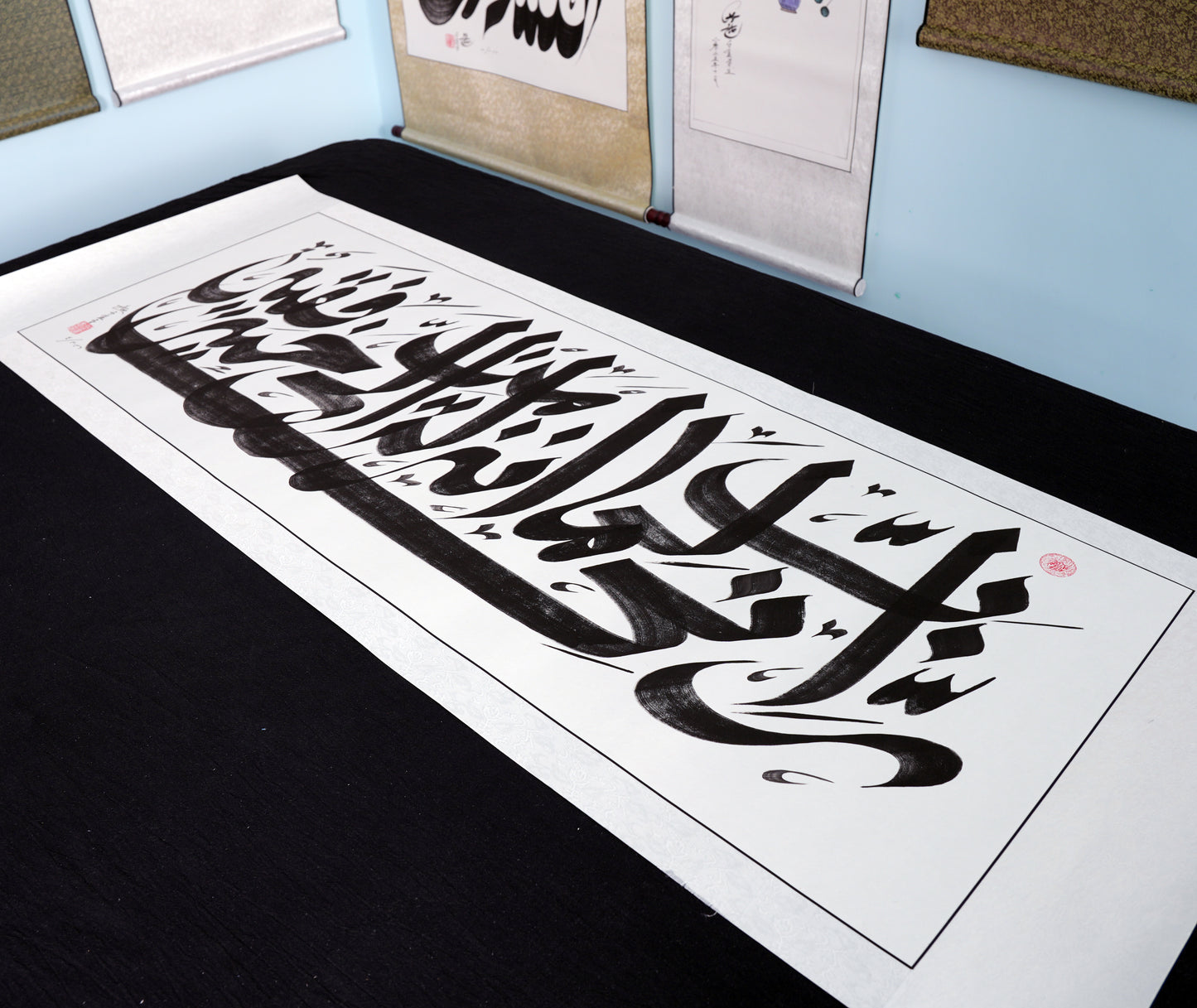 “Rabbi Inni Lima Anzalta Ilayya” — Surah Al-Qasas 28:24 Chinese-Style Arabic Calligraphy Scroll